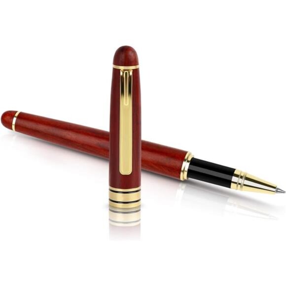 Luxury Rosewood Ballpoint Pen Writing Set - Elegant Fancy Nice Gift Pen Set - Picture 2 of 7